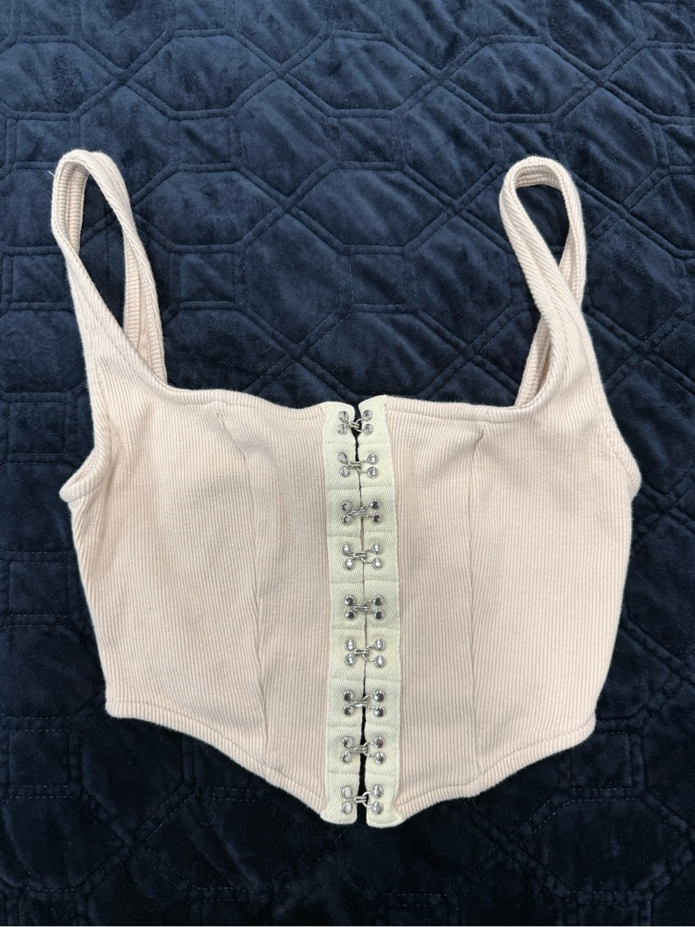 Fashion Nova Ribbed Hook-and-Eye Crop Camisole - Cream